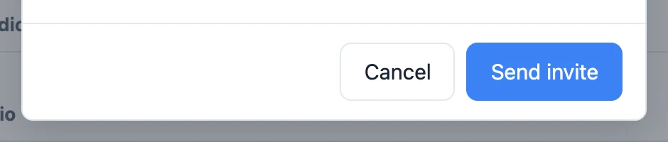 The foot of the dialog: Cancel and Send invite.